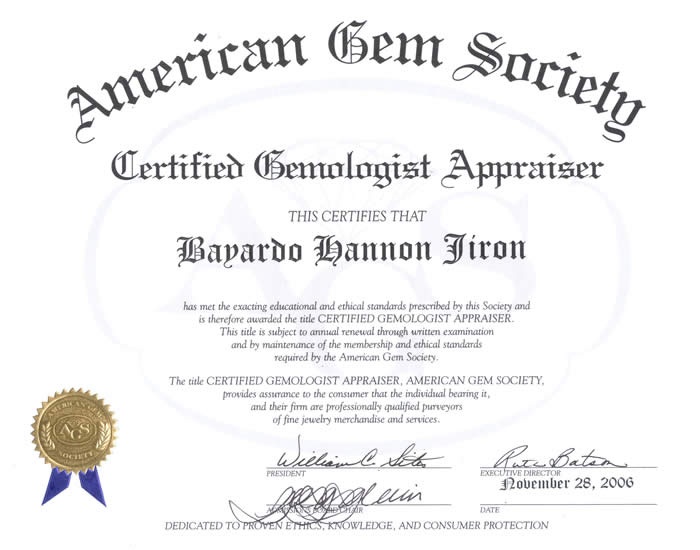 Gemstone Certification Document